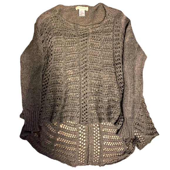 GRACE & LACE LS Bohemian Crochet HIGH low Hem Sweater - Picture 1 of 5